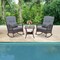 Costway 3 PCS Patio Rocker Set Outdoor Wicker Rocking Chairs with Double-Layer Coffee Table Gray/Navy/Beige/Red